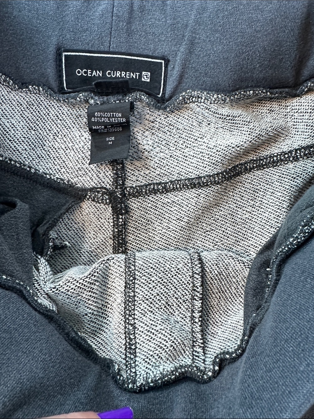 Ocean Current Men's Joggers Charcoal Gray Sweatpants Zipper Pockets - Picture 6 of 8